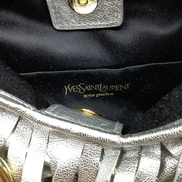 Saint Laurent Fringe Metallic Silver Leather Shoulder Bag - Picture 7 of 11
